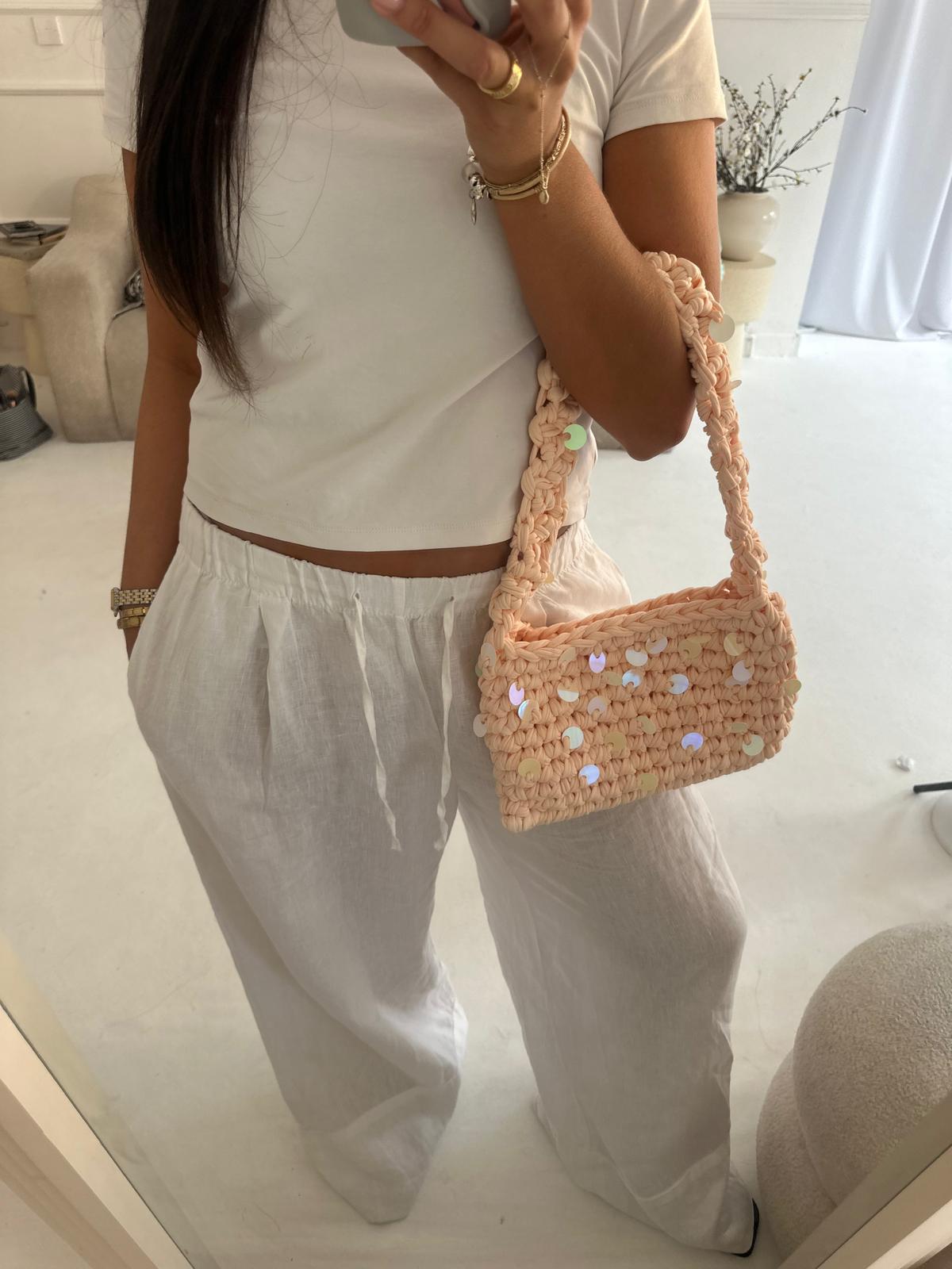 OG Shoulder Bag - Peach with sequins