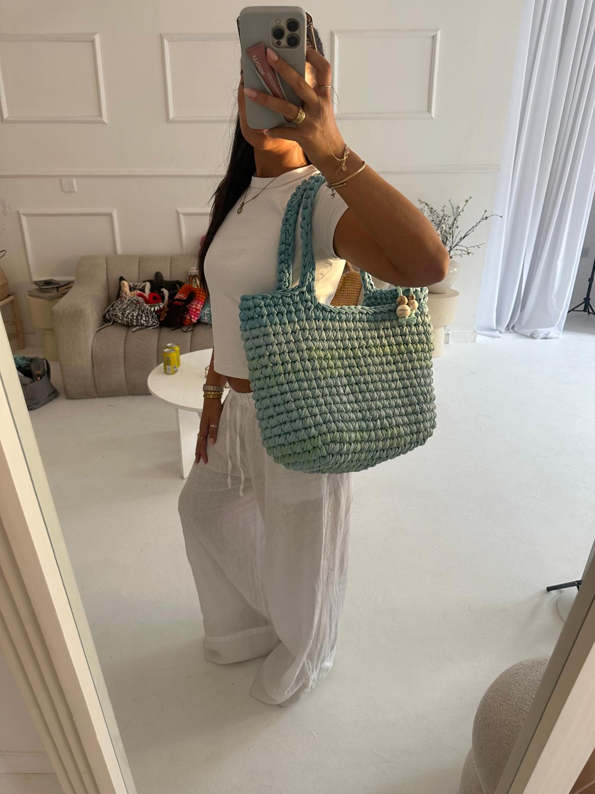 OG beach bag - Blue with beads