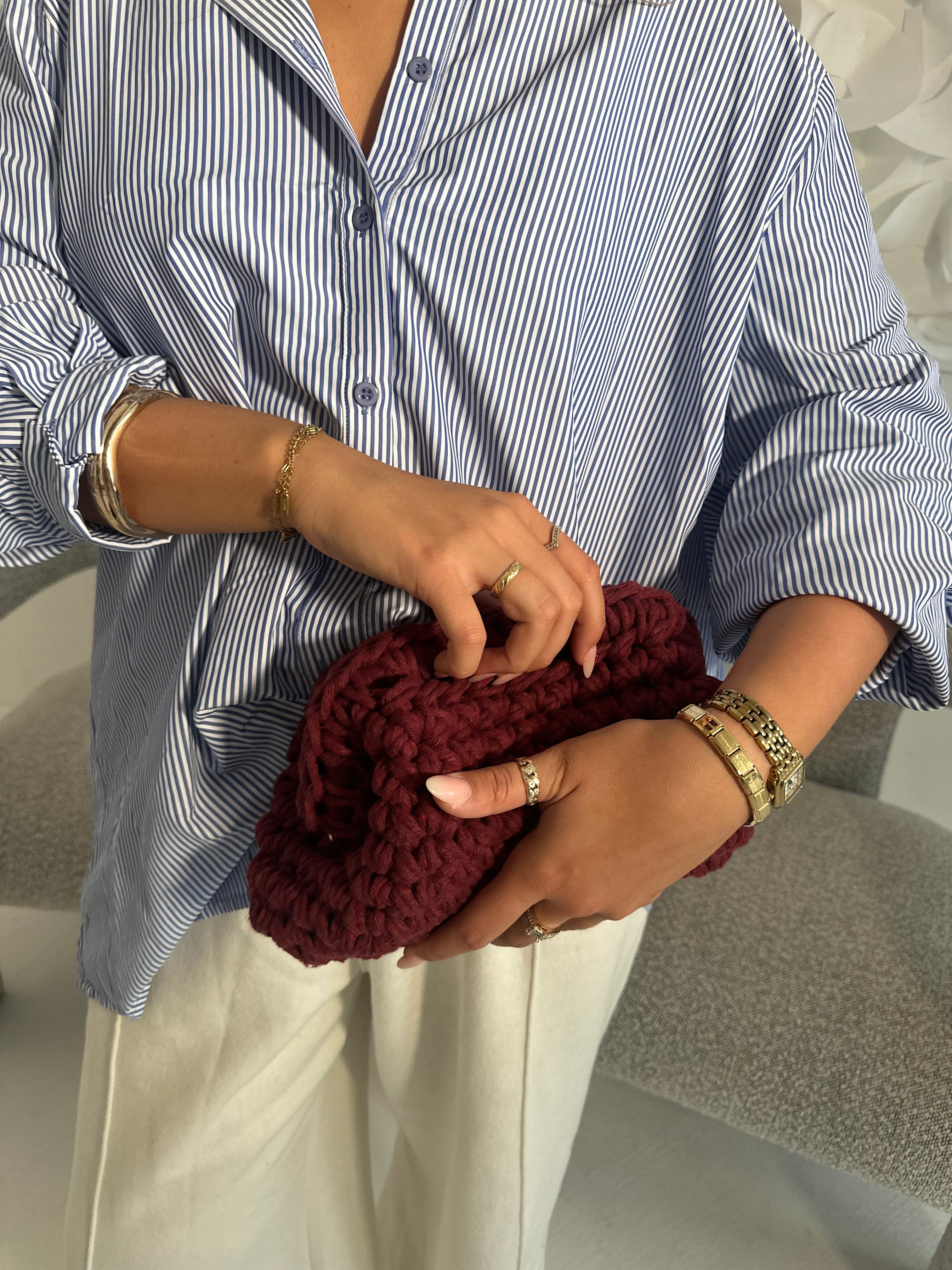 Crochet Burgundy Clutch Bag
