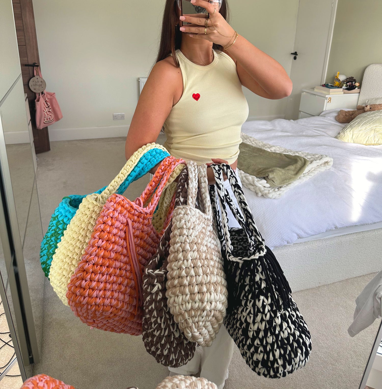 Handmade crochet beach bags