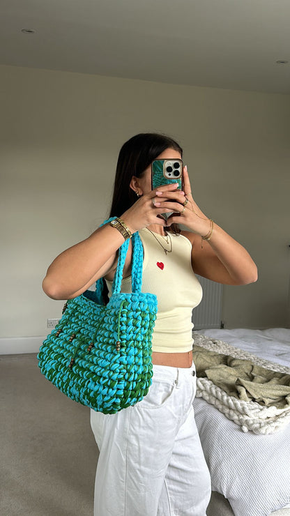 OG Beach Bag with Beads - Blue Marine