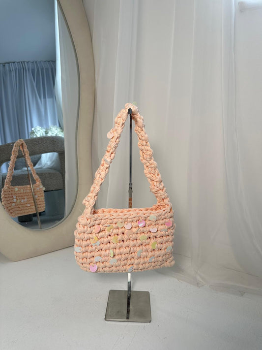 OG Shoulder Bag - Peach with sequins