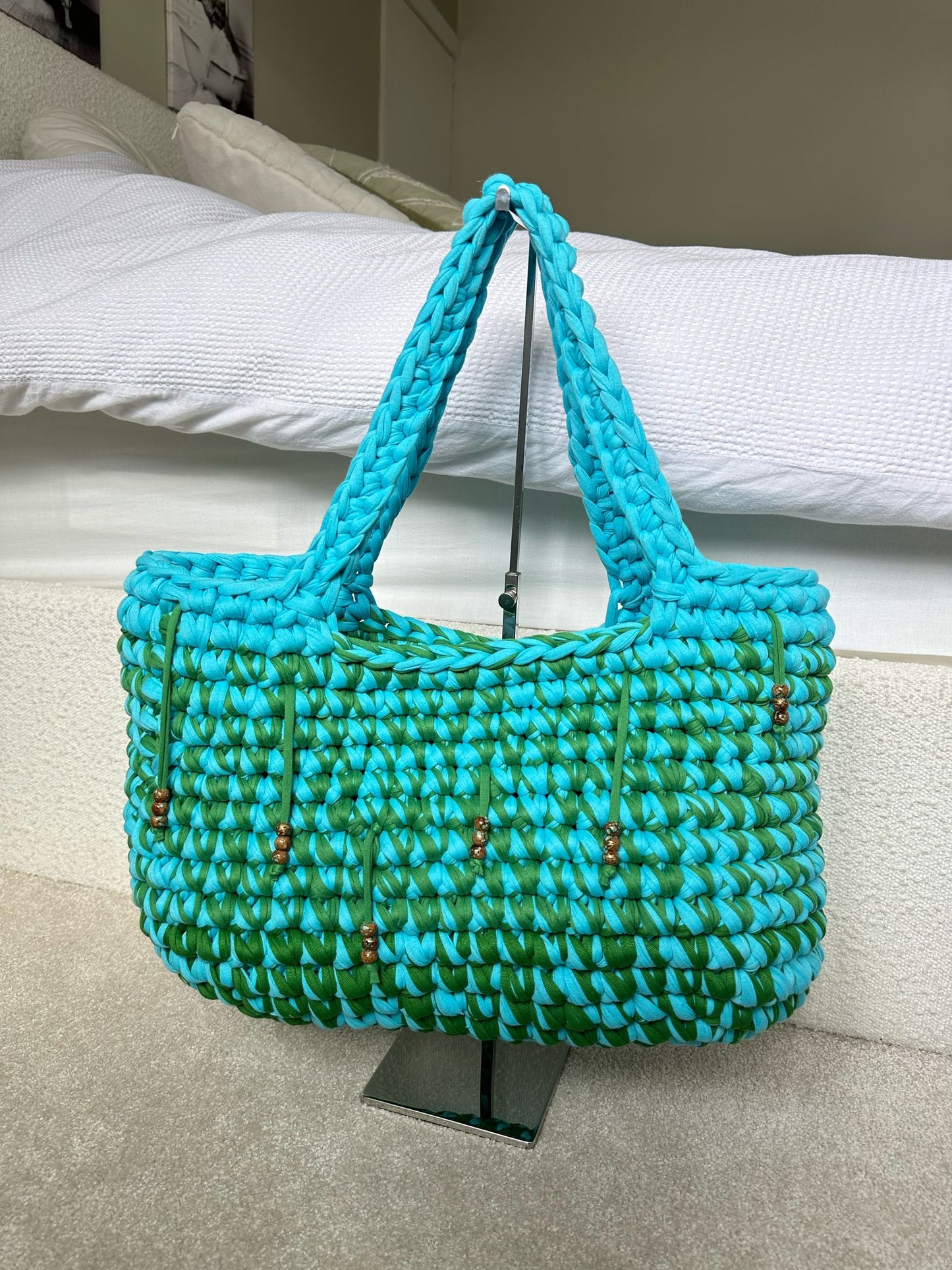 OG Beach Bag with Beads - Blue Marine