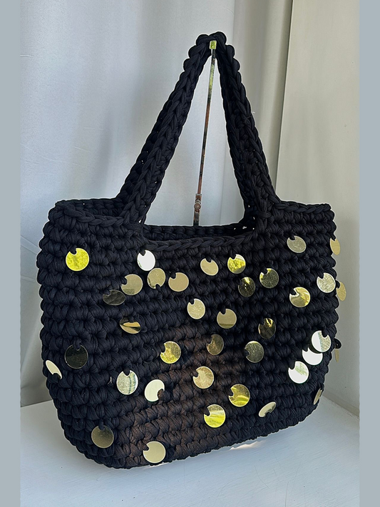 OG Beach Bag with Sequins - Black