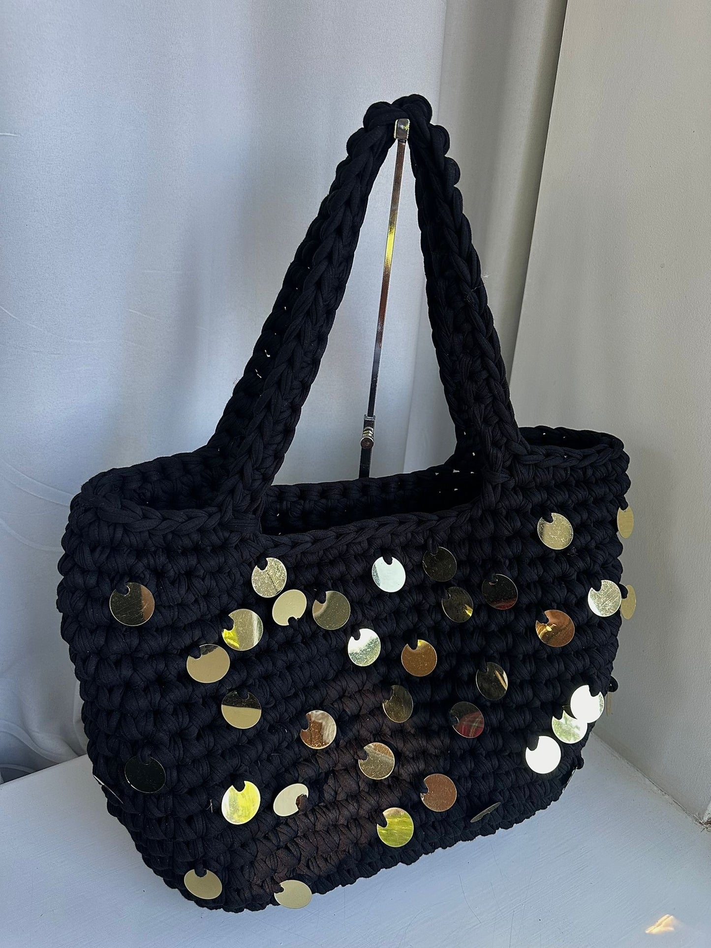 OG Beach Bag with Sequins - Black