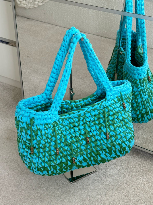 OG Beach Bag with Beads - Blue Marine