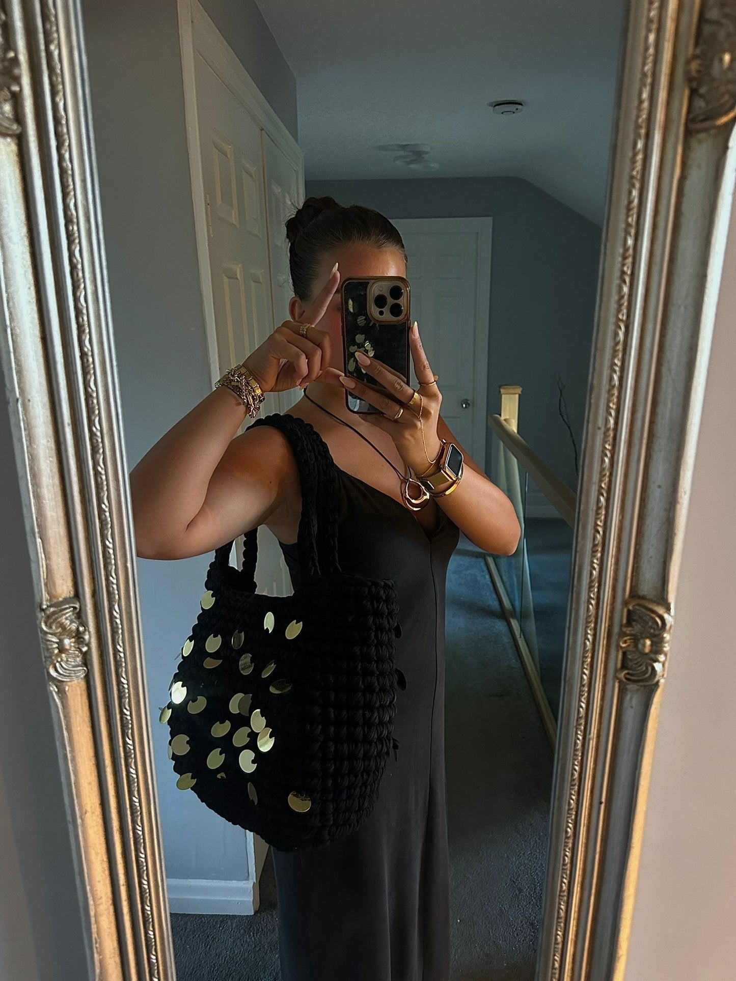 OG Beach Bag with Sequins - Black